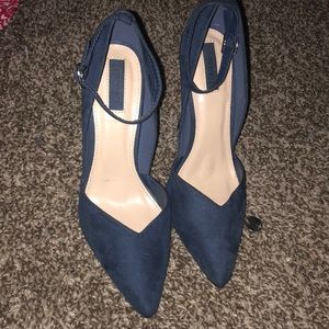 Navy blue ankle strap heels